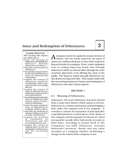Issue and Redemption of Debentures