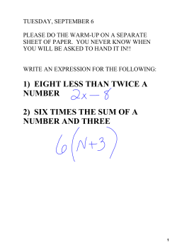 1) eight less than twice a number 2) six times the sum of a number