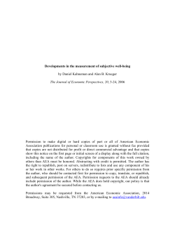 Developments in the measurement of subjective well