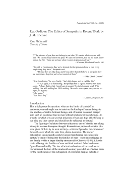 Rex Oedipus: The Ethics of Sympathy in Recent Work by J. M. Coetzee