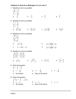 Testbank for Quiz #3 on McKeague 4.5, 4.6, and 4.7 1 Simplify as