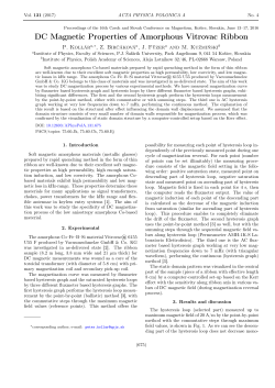 DC Magnetic Properties of Amorphous Vitrovac Ribbon
