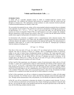 Experiment 21 Voltaic and Electrolytic Cells rev 1/2013