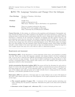 LING 776: Language Variation and Change Over the