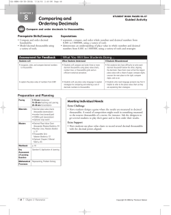 Comparing and Ordering Decimals - Mr.Kerley`s class Mr.Kerley`s