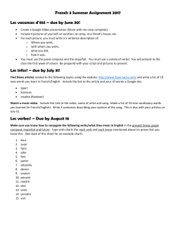 French 3 Summer Assignment 2017 Les vacances d`&eacute;t&eacute; &ndash; due by