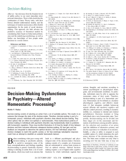 Decision-Making Dysfunctions in Psychiatry&mdash;Altered Homeostatic