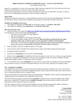 BRIEF NOTES ON PAPERS EXAMINED BY ESSAY &ndash; FACULTY OF