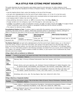 MLA STYLE FOR CITING PRINT SOURCES