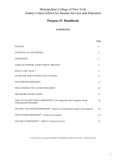 Purpose IV Handbook - Metropolitan College of New York