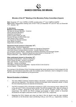 Notas da 72&ordf; Reuni&atilde;o do Comit&ecirc; de Pol&iacute;tica Monet&aacute;ria do Banco