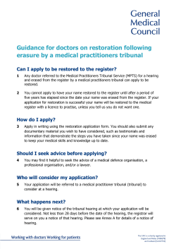 Guidance for doctors on restoration following erasure by a