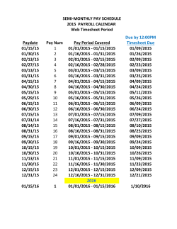 SEMI-MONTHLY PAY SCHEDULE 2015 PAYROLL CALENDAR