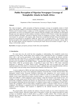 Public Perception of Nigerian Newspaper Coverage of Xenophobic