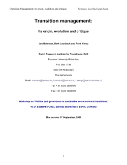 Transition management has rapidly emerged over the past few