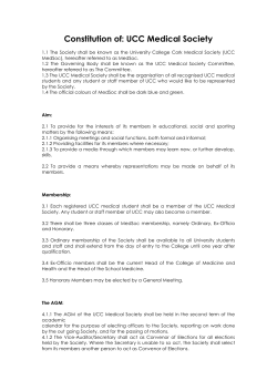 Constitution of: UCC Medical Society