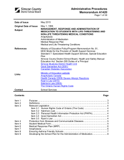 Management, Response and Administration of Medication