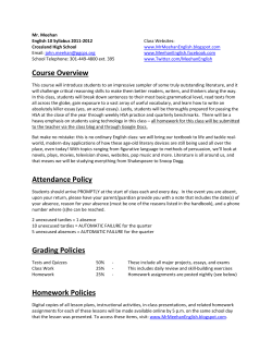 Course Overview Attendance Policy Grading Policies