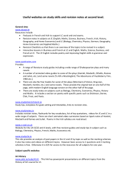 Useful websites on study skills and revision notes at second level.