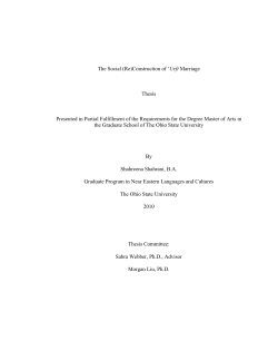 The Social (Re)Construction of `Urfi Marriage Thesis Presented in