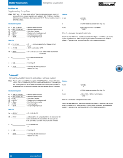 Problem #1 Supplementing Pump Flow Bladder Accumulators