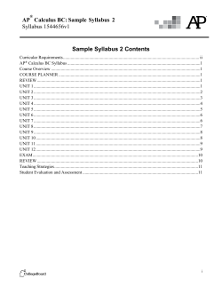 Calculus BC: Sample Syllabus 2