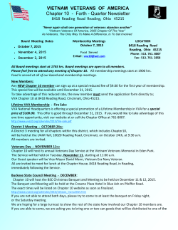 Forth - Quarter Newsletter - Vietnam Veterans Of America Chapter 10