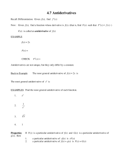 4.7 Antiderivatives