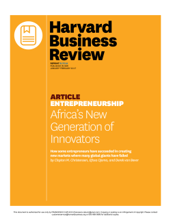 Africa`s New Generation of Innovators