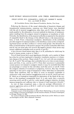 RARE HUMAN ISOAGGLUTININS AND THEIR IDENTIFICATION