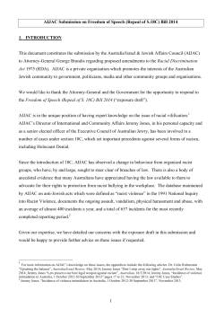 AIJAC Submission on Freedom of Speech (Repeal of S.18C) Bill 2014