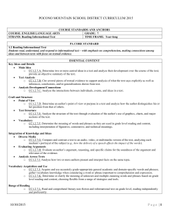 POCONO MOUNTAIN SCHOOL DISTRICT CURRICULUM 2015 10