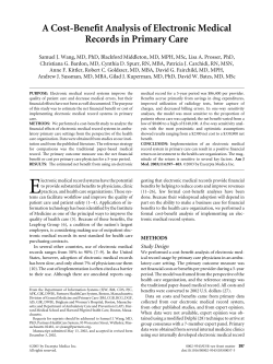 A Cost-Benefit Analysis of Electronic Medical Records in Primary Care
