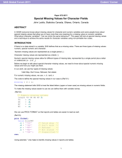 072-2011: Special Missing Values for Character Fields