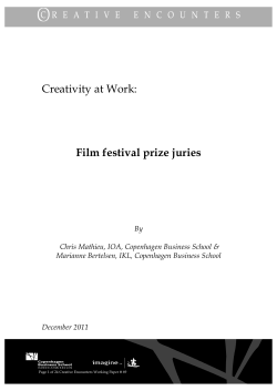 Creativity at Work: Film festival prize juries