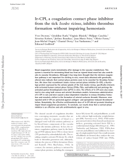 Ir-CPI, a coagulation contact phase inhibitor from the tick Ixodes