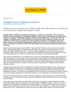 Douglas Glover: Building sentences