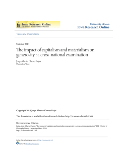 The impact of capitalism and materialism on generosity : a cross