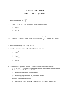 Exponents and Logs More Exam Questions