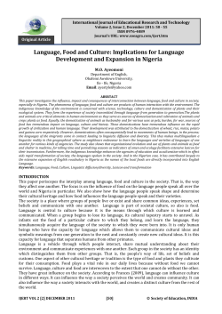 Language, Food and Culture - Society of Education~Agra