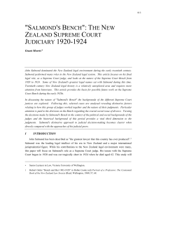 The Salmond Symposium: Developing a New Zealand Jurisprudence