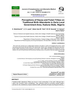 Perceptions of Hausa and Fulani Tribes on Traditional Birth