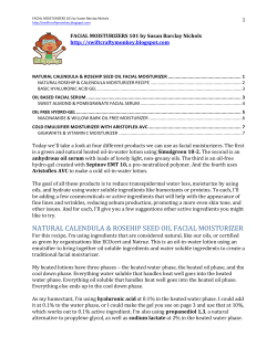 Facial Moisturizers Handout