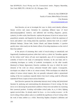 198 Sam KNOWLES, Travel Writing and The Transnational Author