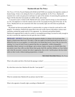 Machiavelli and The Prince