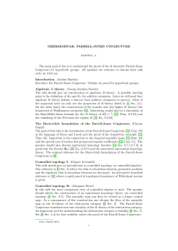 OBERSEMINAR: FARRELL-JONES CONJECTURE The main goal