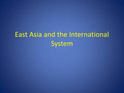 East Asia and the International System