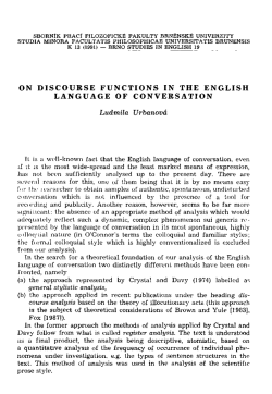 ON DISCOURSE FUNCTIONS IN THE ENGLISH LANGUAGE OF