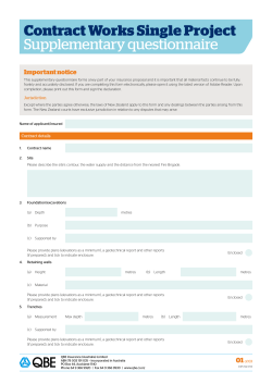 Contract Works Single Project Supplementary questionnaire