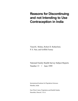 Reasons for Discontinuing and not Intending to - East